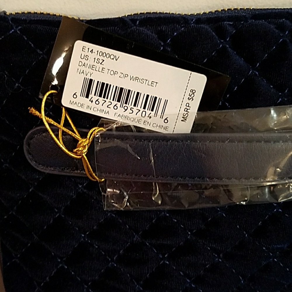 NEW bebe Navy Danielle Top Zip Velvet Wristlet - Picture 5 of 6